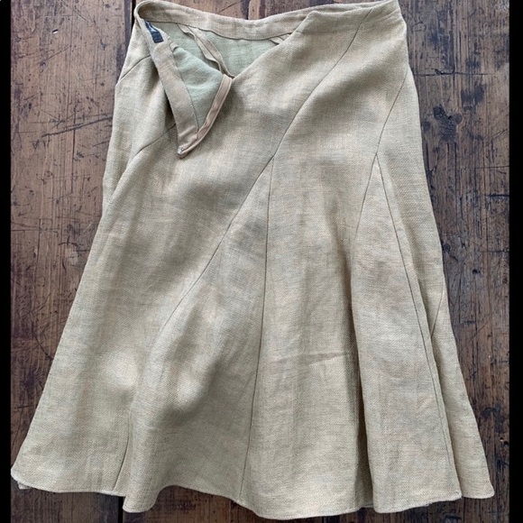 Daryl K designer metallic gold linen skirt. Size 2. - Picture 1 of 4